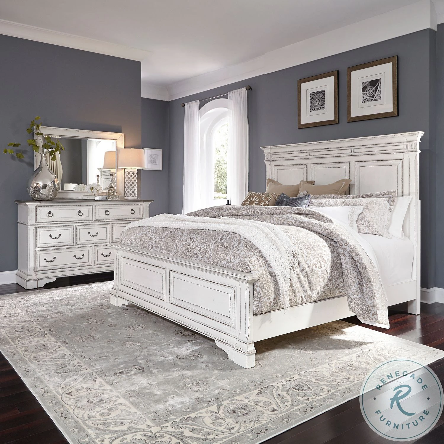 Abbey Park Antique White Queen Panel Bed - Image 10