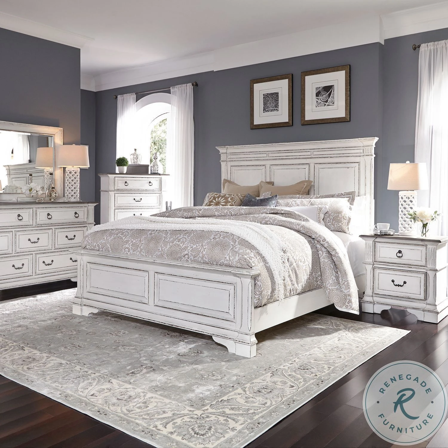 Abbey Park Antique White Queen Panel Bed - Image 2