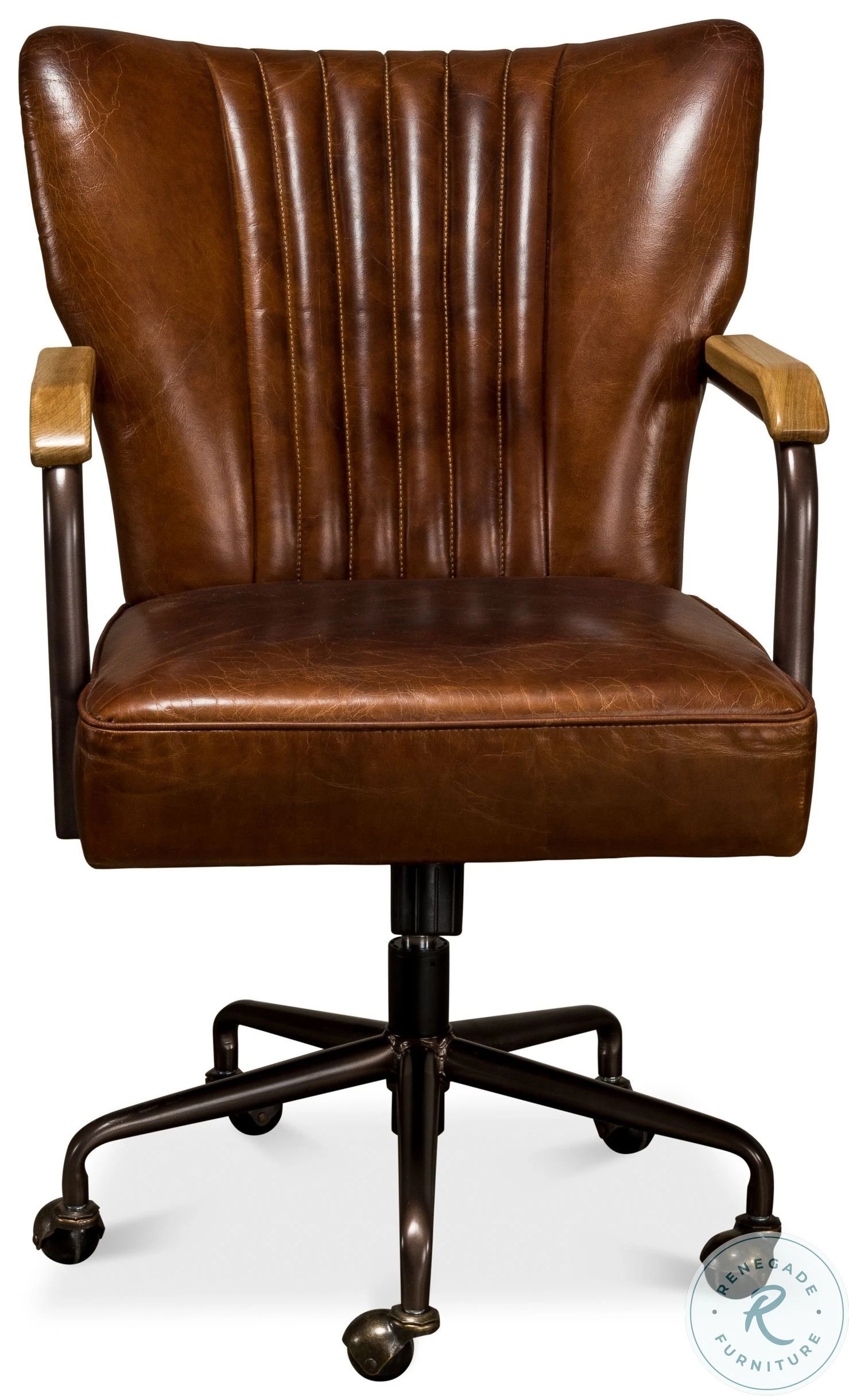 Parker Vintage Cigar Leather Swivel Office Chair - Image 3