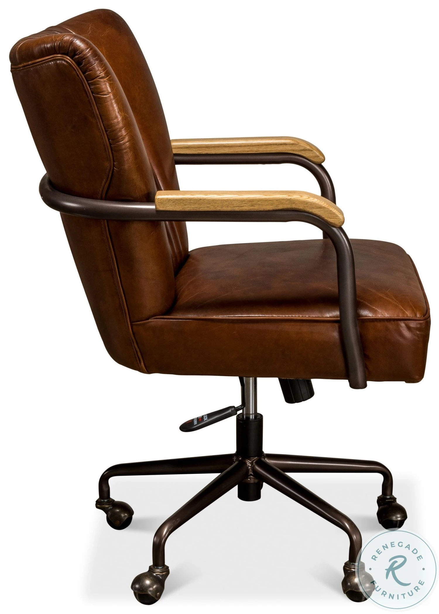 Parker Vintage Cigar Leather Swivel Office Chair - Image 4
