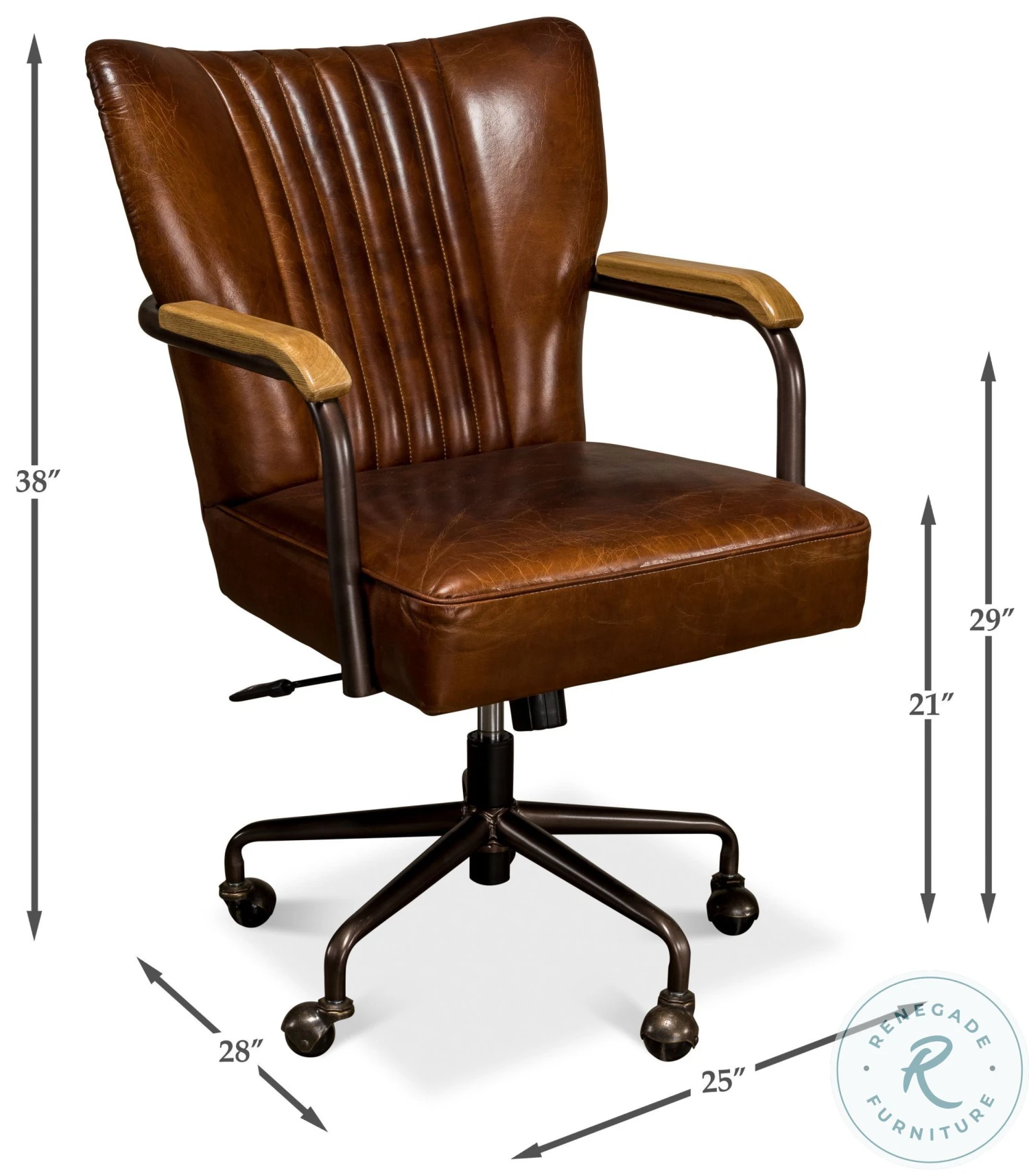 Parker Vintage Cigar Leather Swivel Office Chair - Image 2