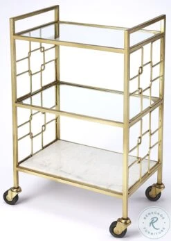 Arcadia Polished Gold Bar Cart