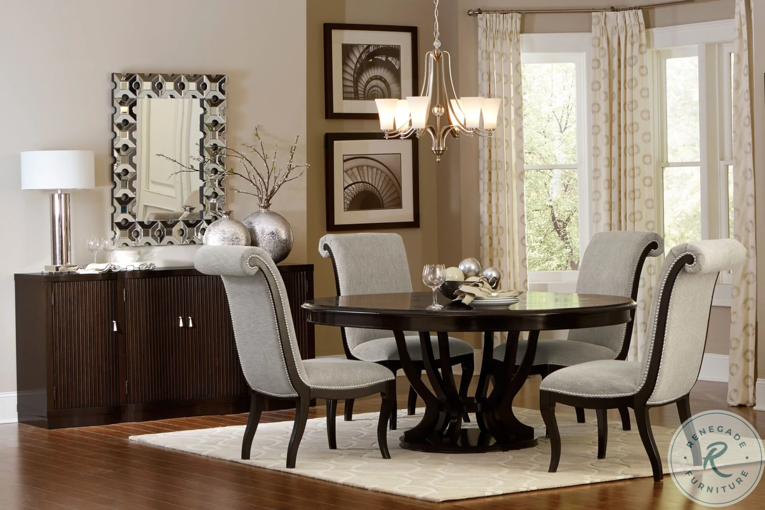 Savion Espresso Oval Extendable Dining Room Set
