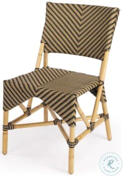 Ciel Beige And Black Diamond Rattan Dining Chair