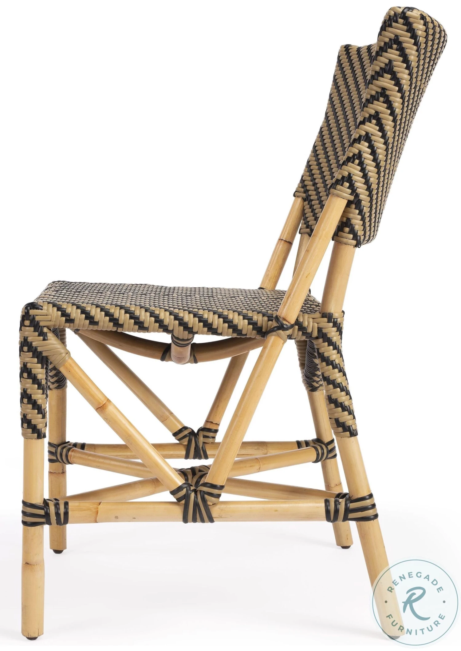 Ciel Beige And Black Diamond Rattan Dining Chair - Image 6