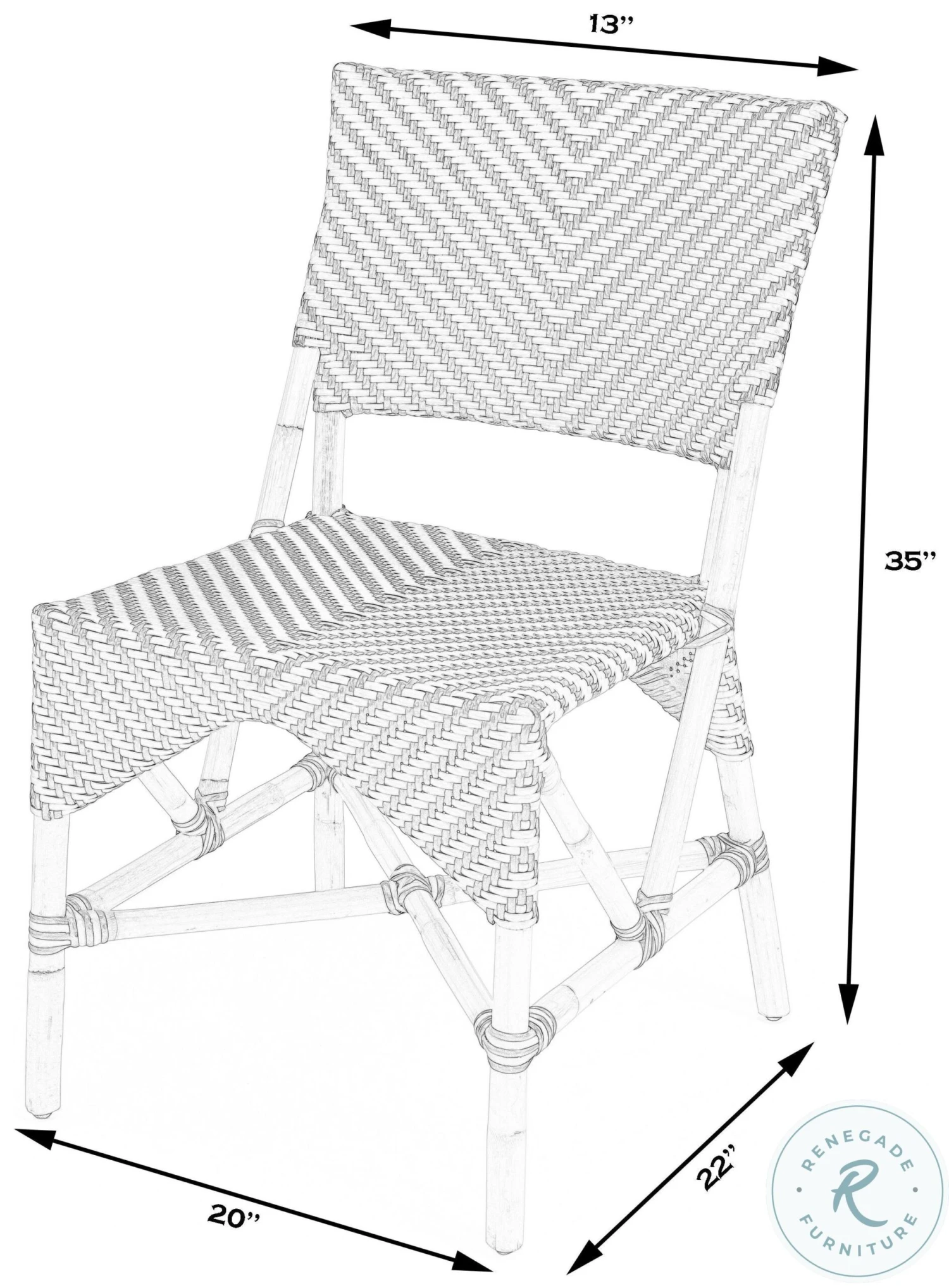 Ciel Beige And Black Diamond Rattan Dining Chair - Image 3