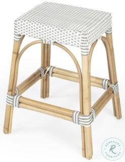 Robias Grey And White Rattan Counter Height Stool