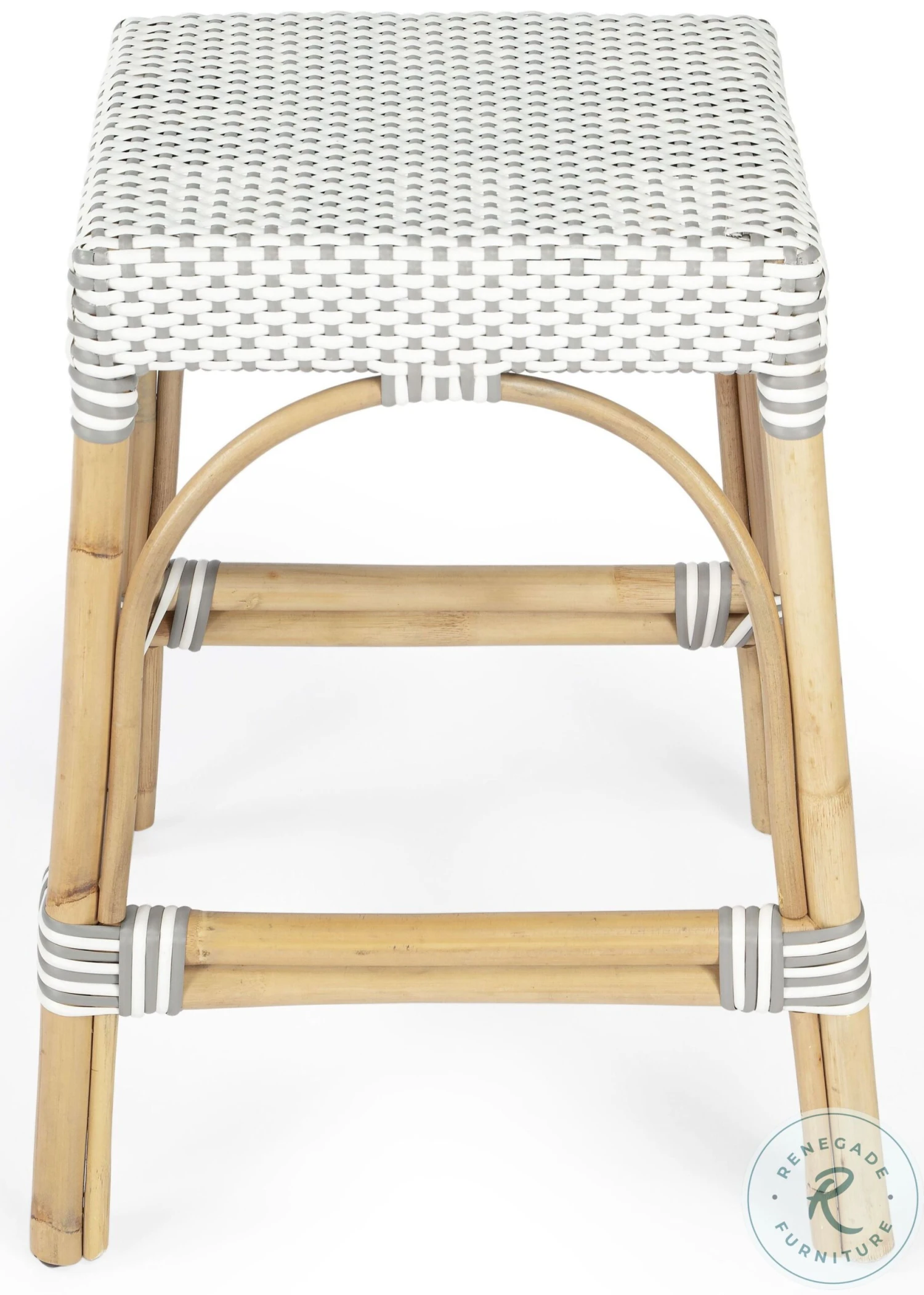 Robias Grey And White Rattan Counter Height Stool - Image 3
