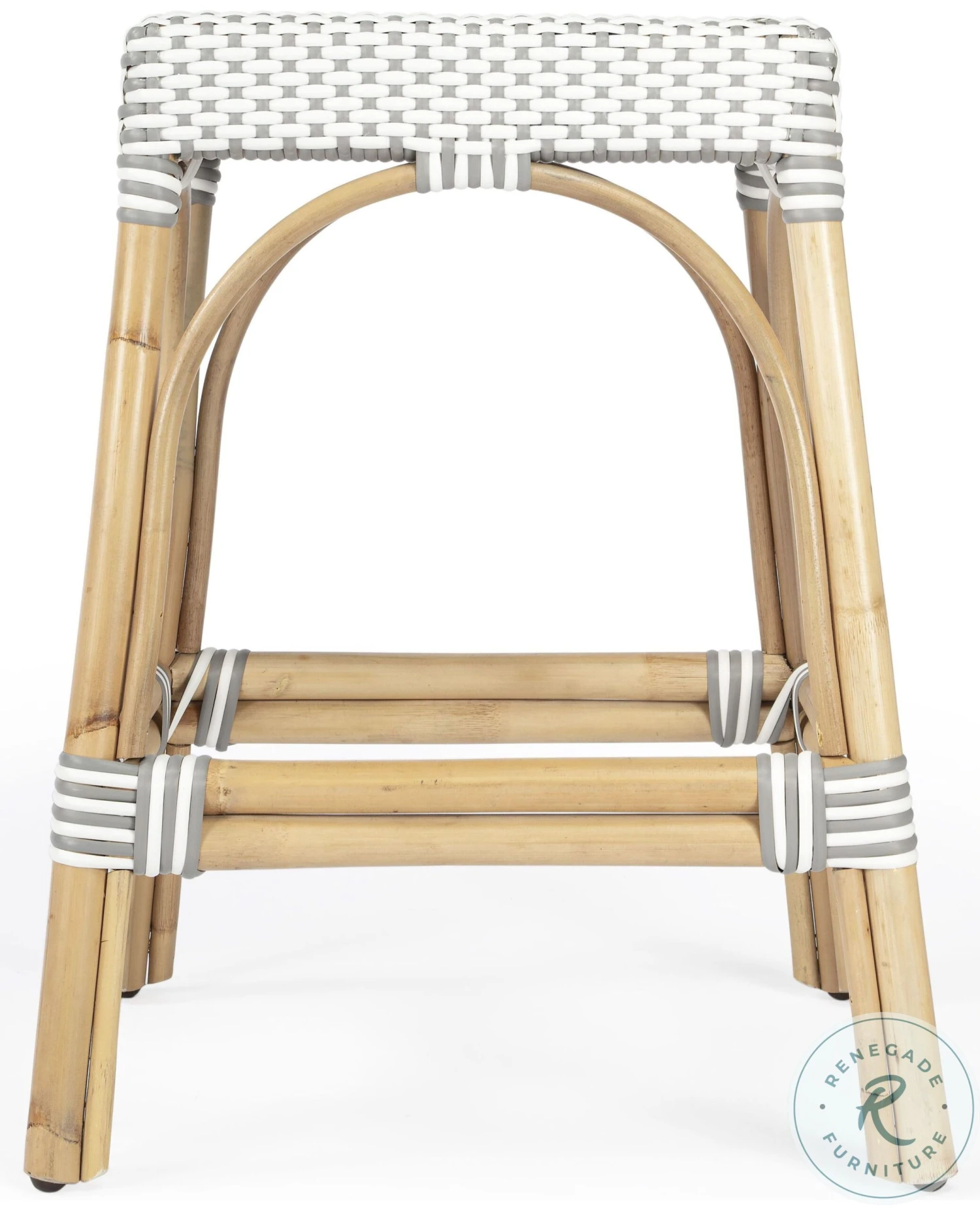Robias Grey And White Rattan Counter Height Stool - Image 4