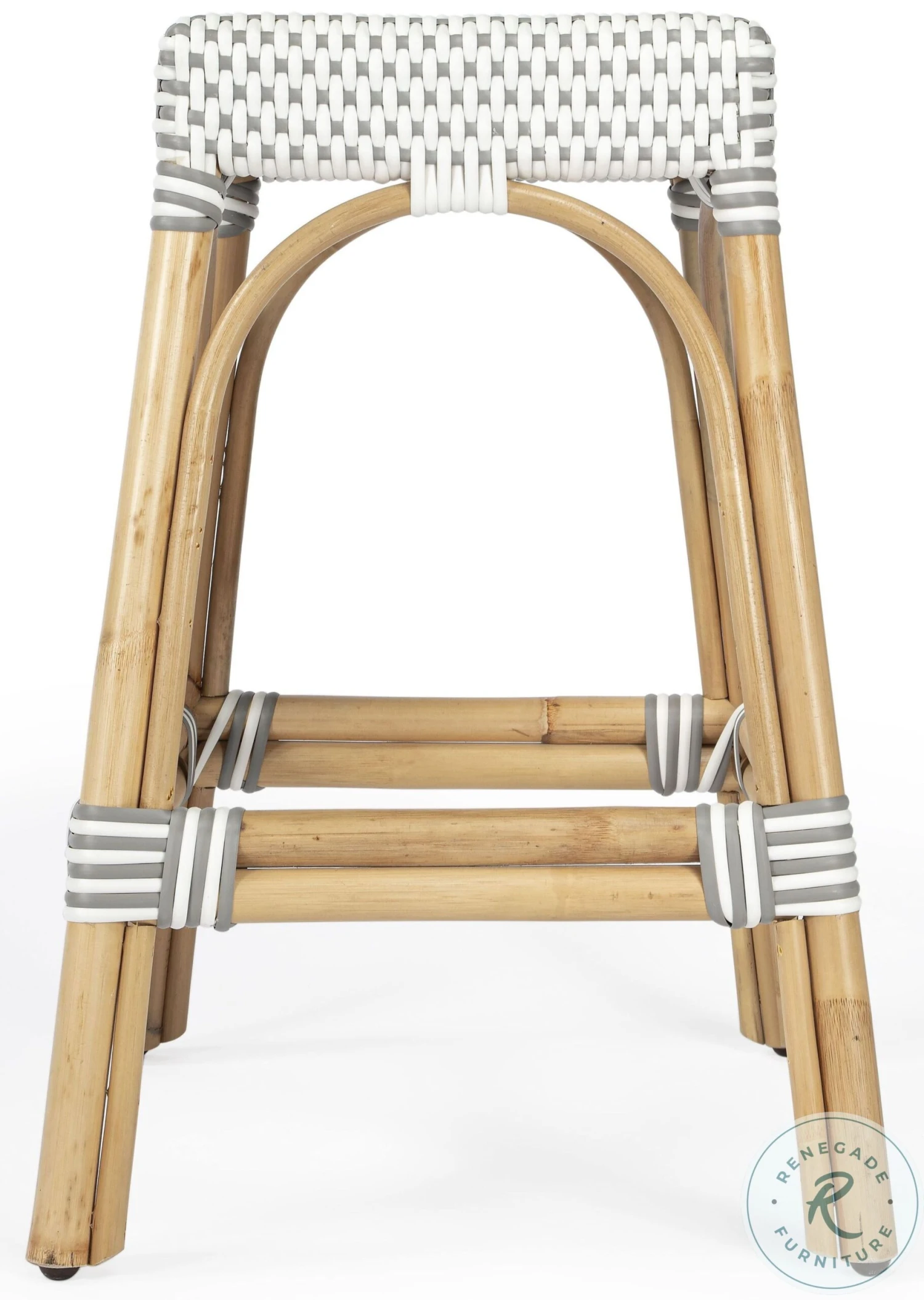 Robias Grey And White Rattan Counter Height Stool - Image 5