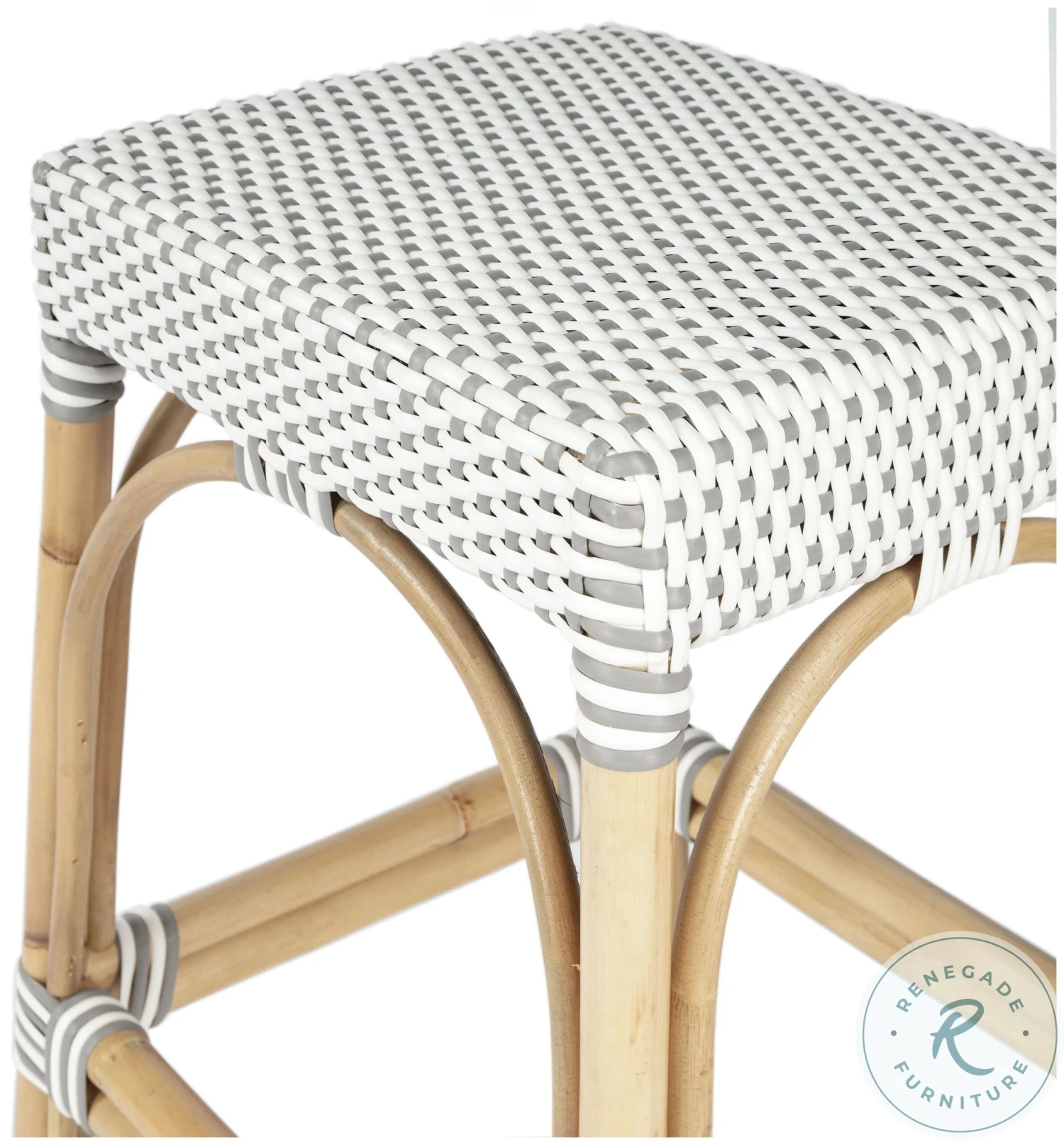 Robias Grey And White Rattan Counter Height Stool - Image 7