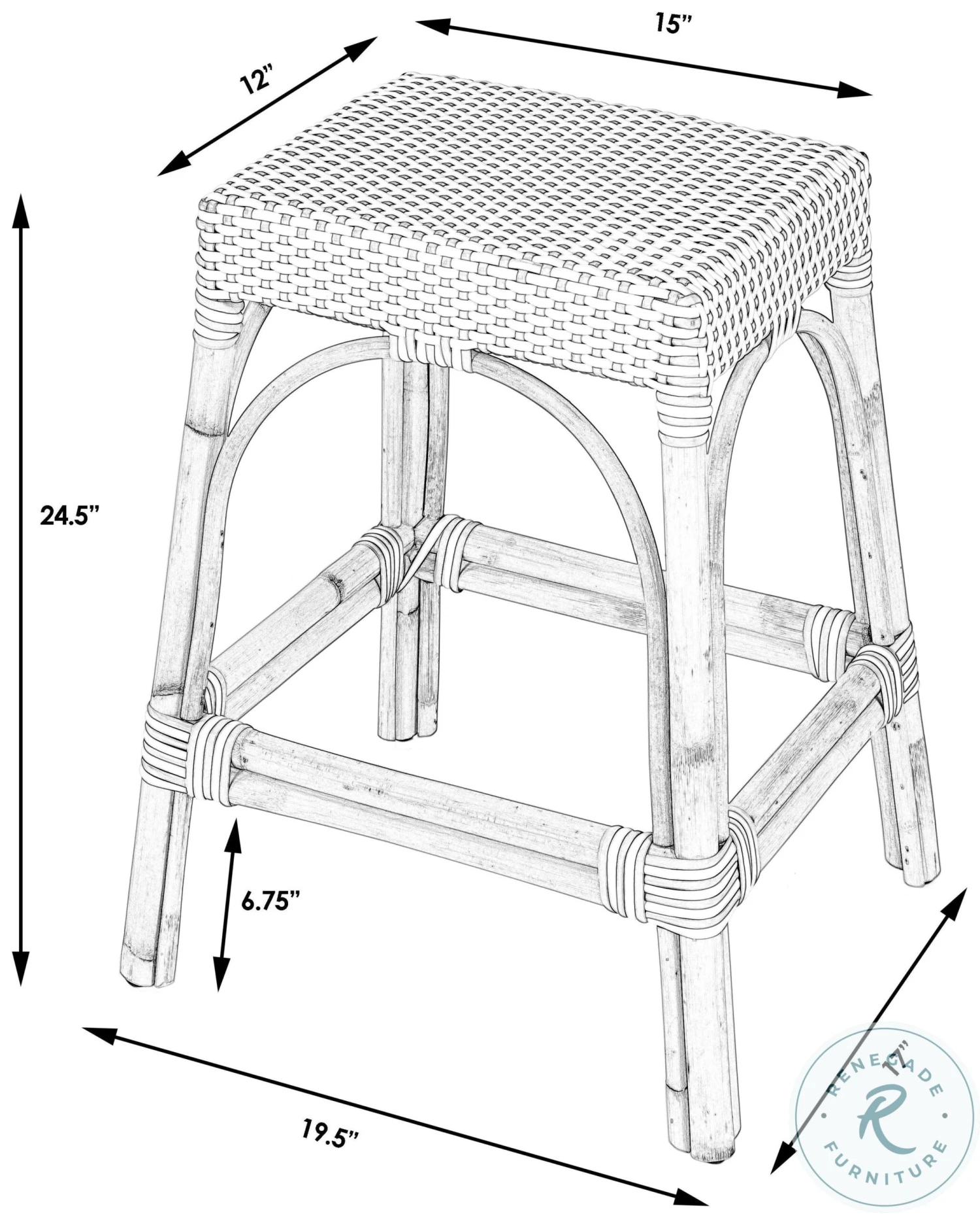 Robias Grey And White Rattan Counter Height Stool - Image 2