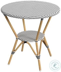 Tobias Black And White Outdoor Round Bistro Table