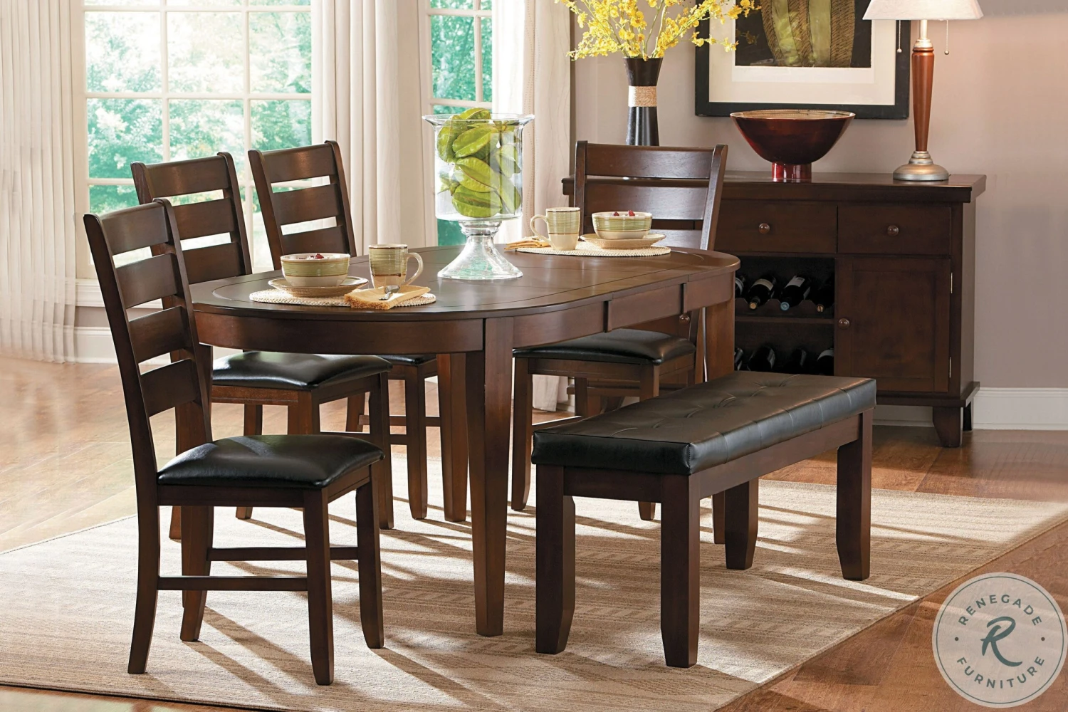 Ameillia Dark Oak Server With Two Wine Racks - Image 3