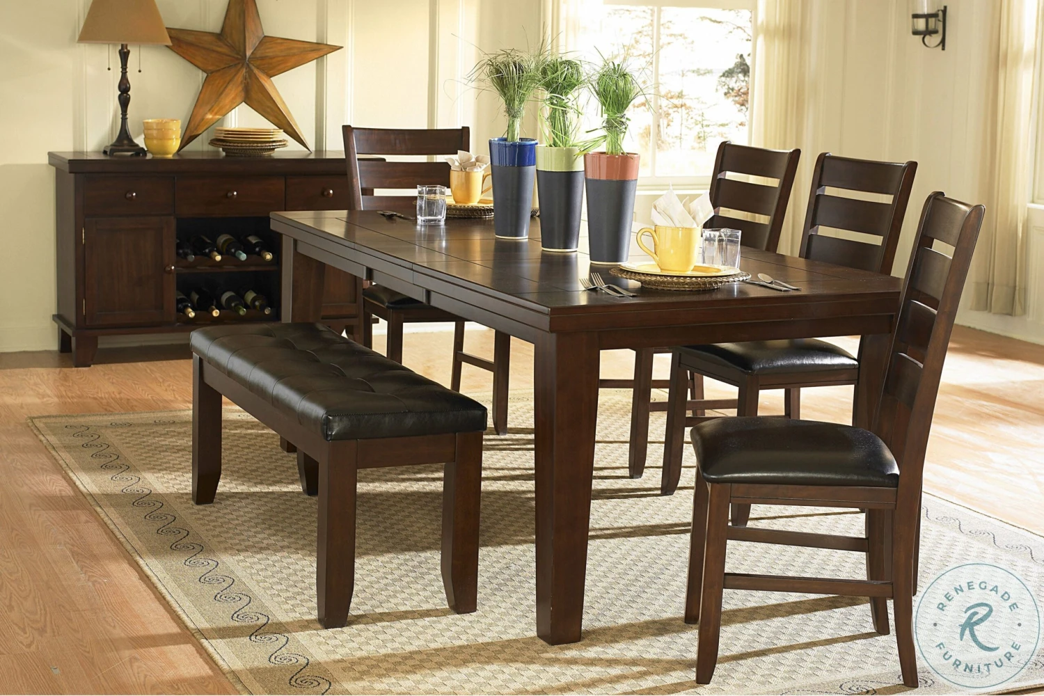 Ameillia Dark Oak Server With Two Wine Racks - Image 4
