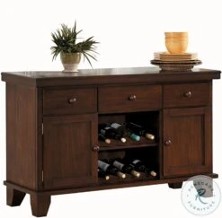 Ameillia Dark Oak Server With Two Wine Racks