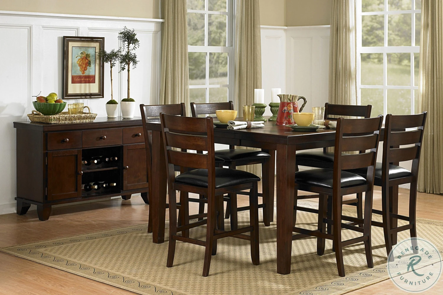 Ameillia Dark Oak Server With Two Wine Racks - Image 2