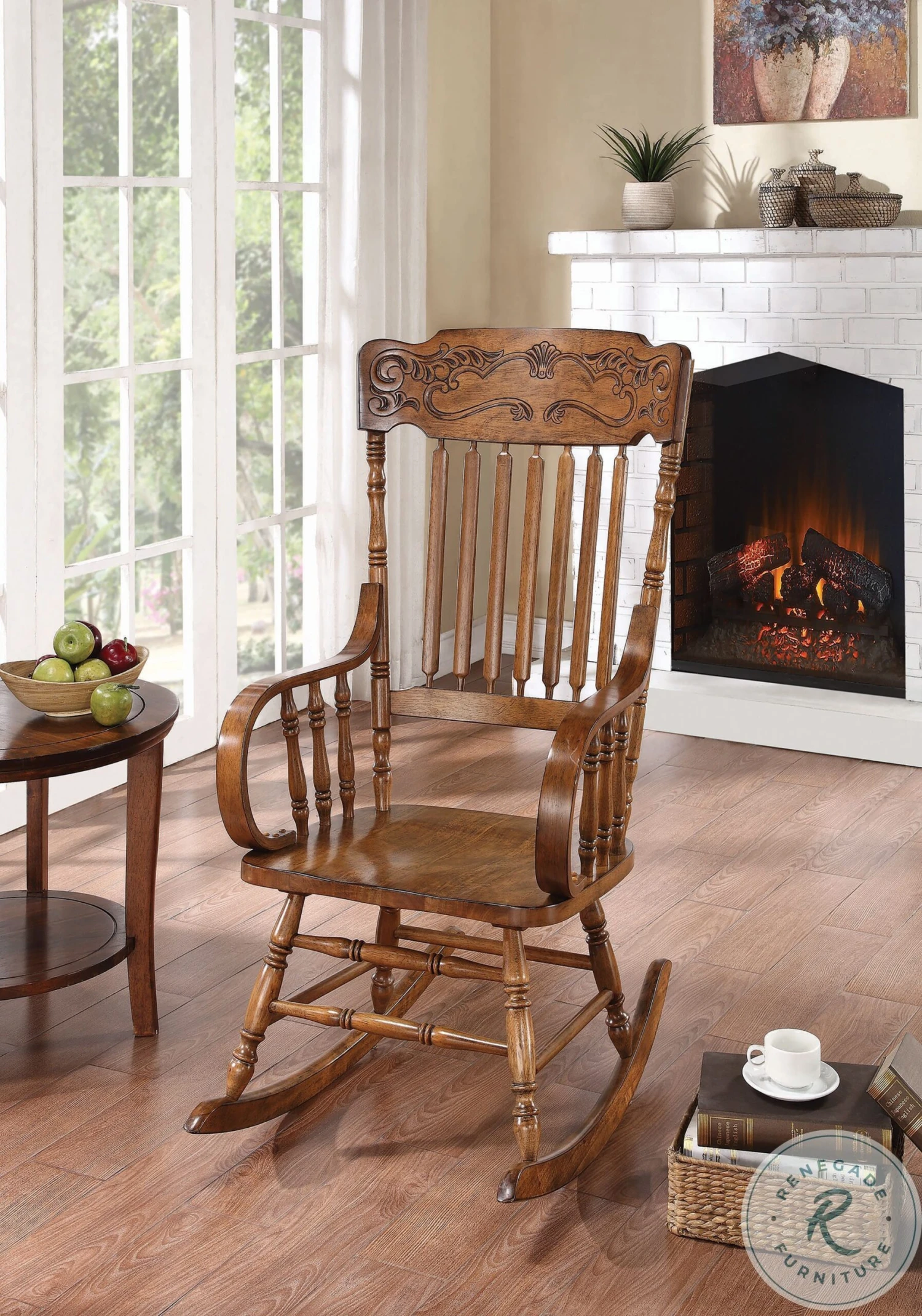 Sara Warm Brown Back Rocking Chair - Image 6