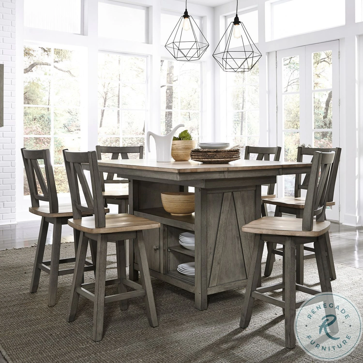 Lindsey Farm Gray And Sandstone Extendable Kitchen Island - Image 2