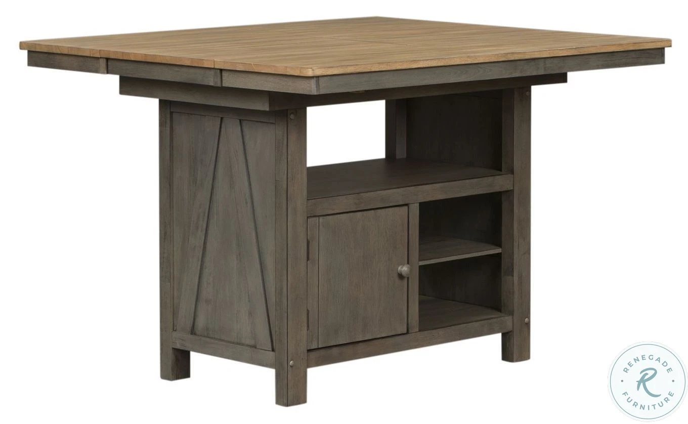Lindsey Farm Gray And Sandstone Extendable Kitchen Island - Image 3