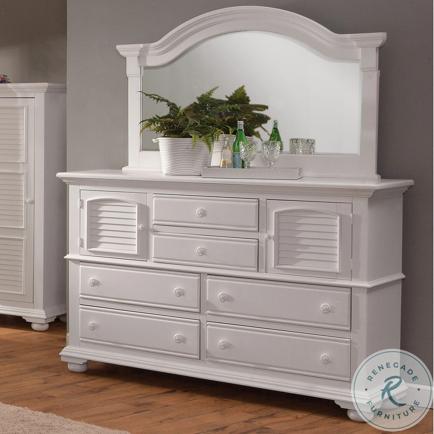 Cottage Traditions White High Dresser With Mirror - Image 8