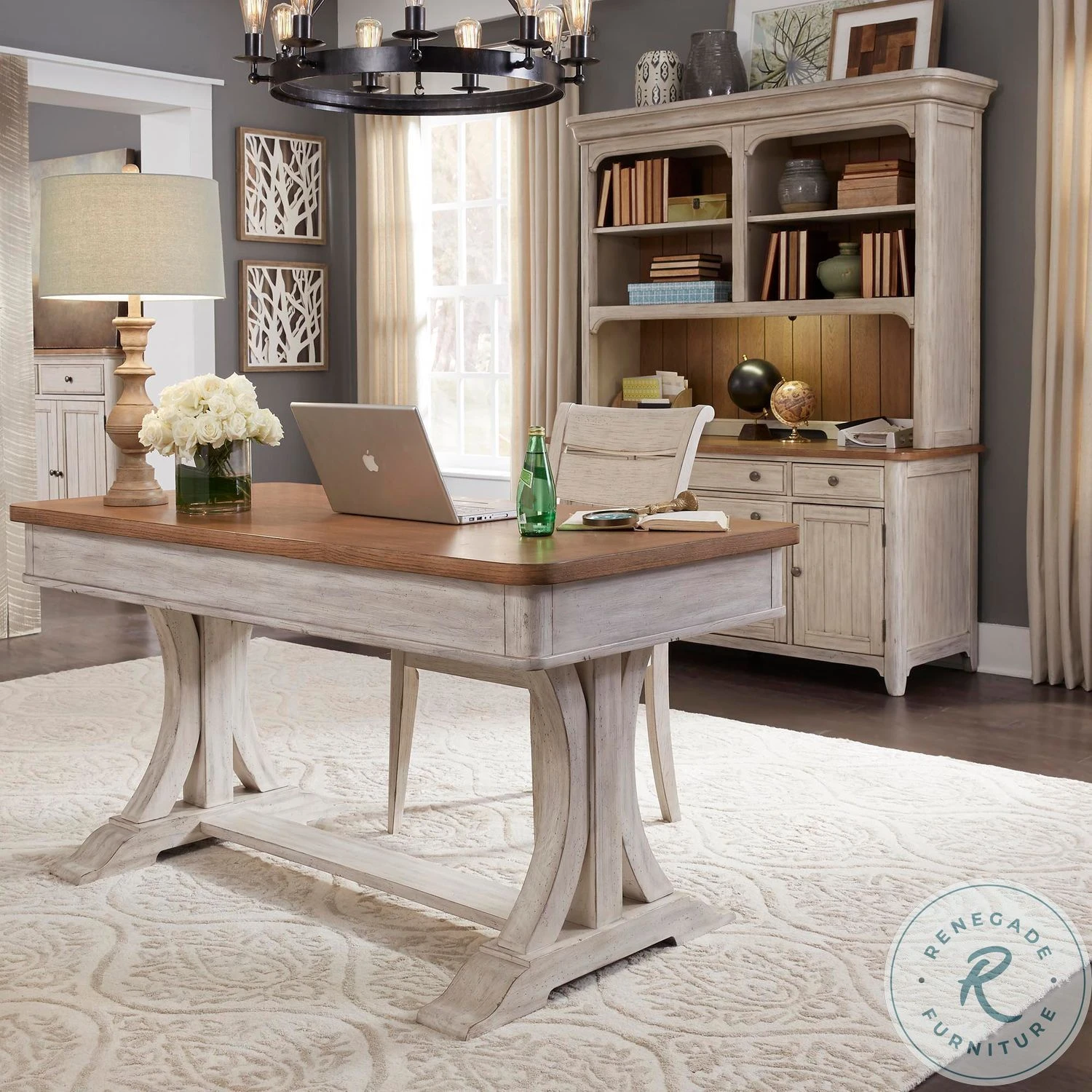 Farmhouse Reimagined Antique White And Chestnut Door Credenza - Image 2