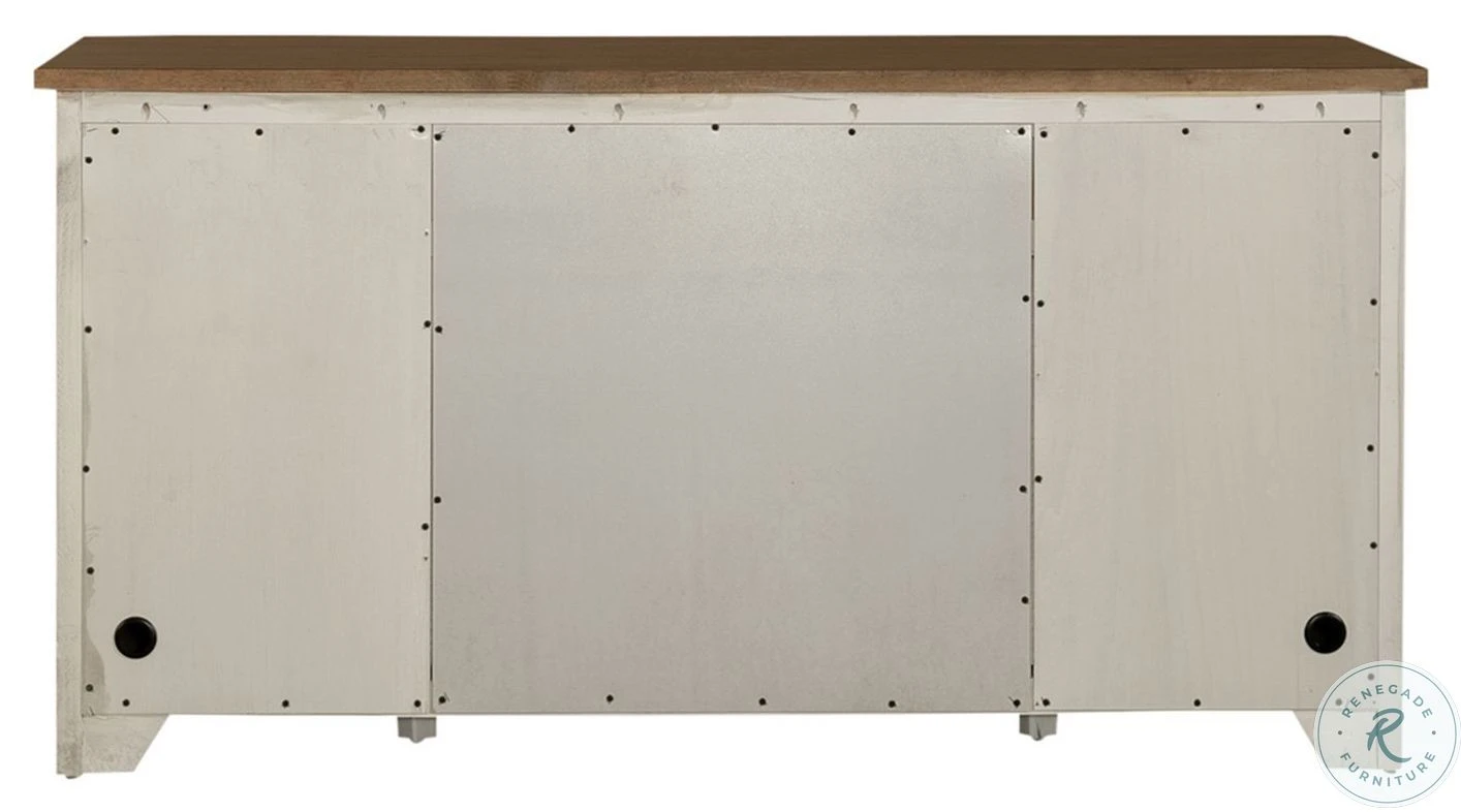 Farmhouse Reimagined Antique White And Chestnut Door Credenza - Image 5