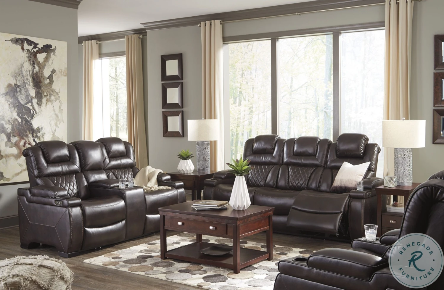 Warnerton Chocolate Power Reclining Living Room Set