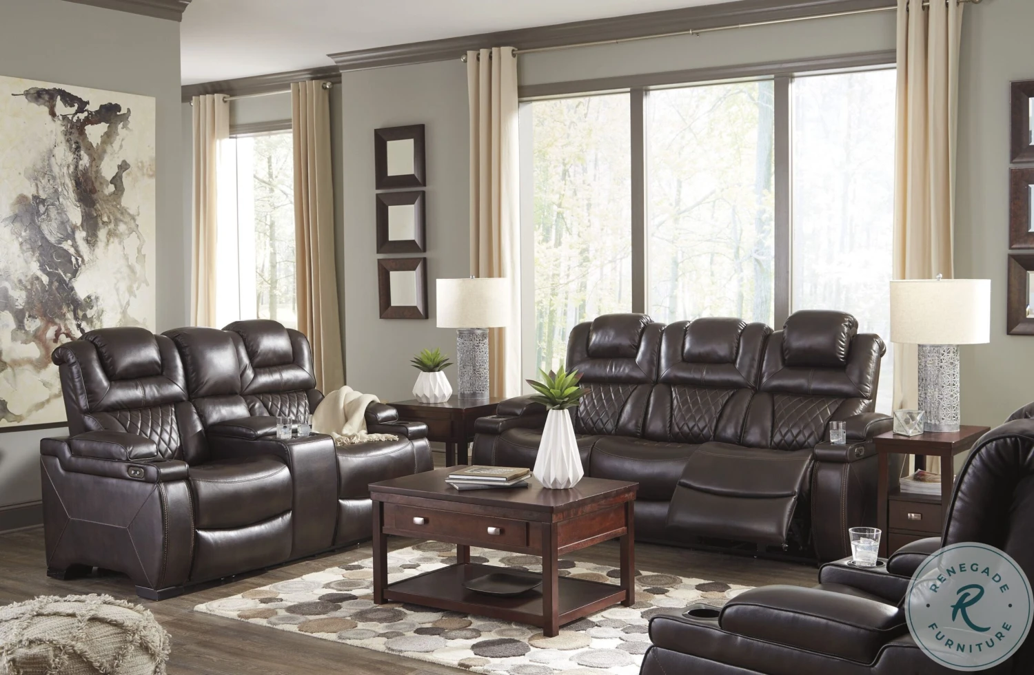 Warnerton Chocolate Power Reclining Living Room Set - Image 3
