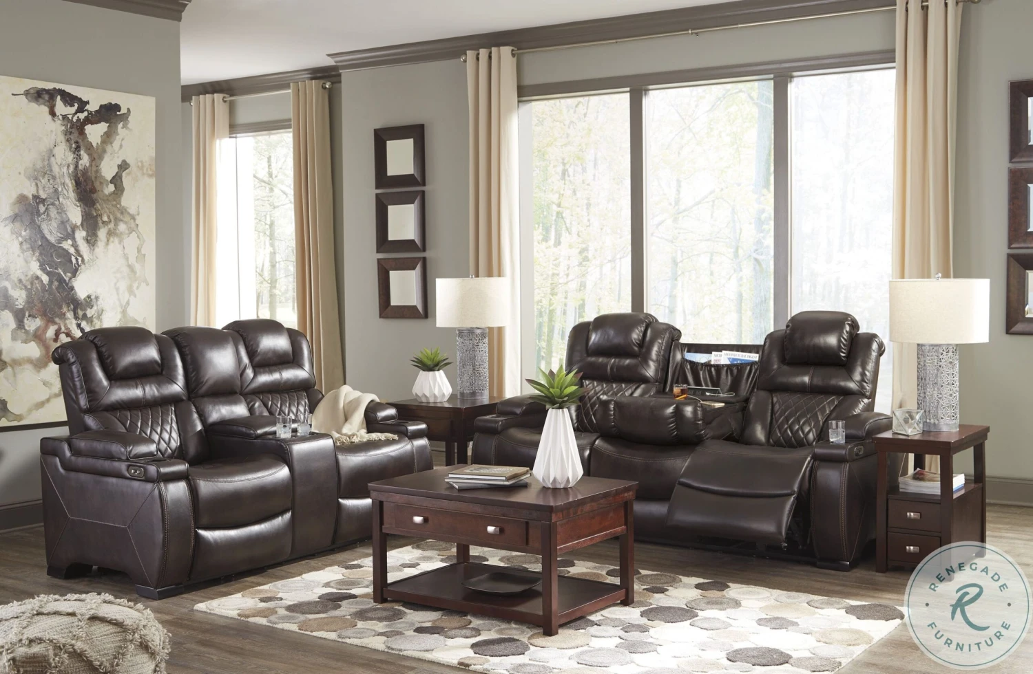 Warnerton Chocolate Power Reclining Living Room Set - Image 8