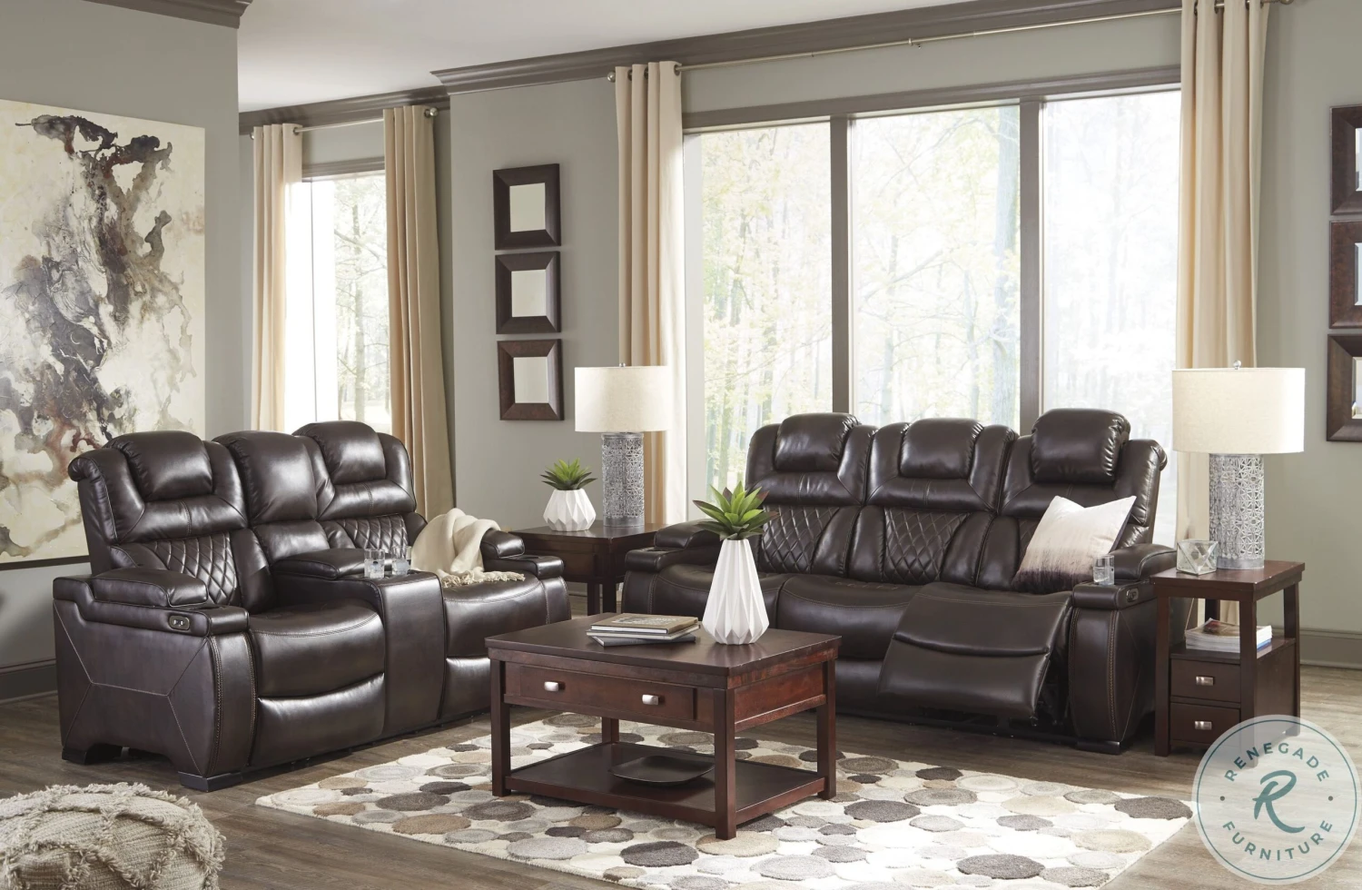Warnerton Chocolate Power Reclining Living Room Set - Image 7