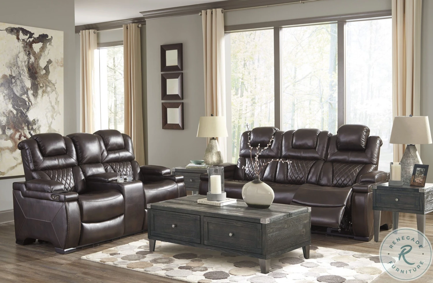 Warnerton Chocolate Power Reclining Living Room Set - Image 10