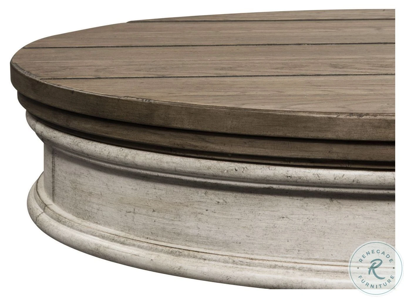 Heartland Antique White And Tobacco Round Pedestal Chairside Table - Image 6