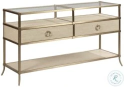Lenox Capri Alabaster And Brassy Champagne Console Table