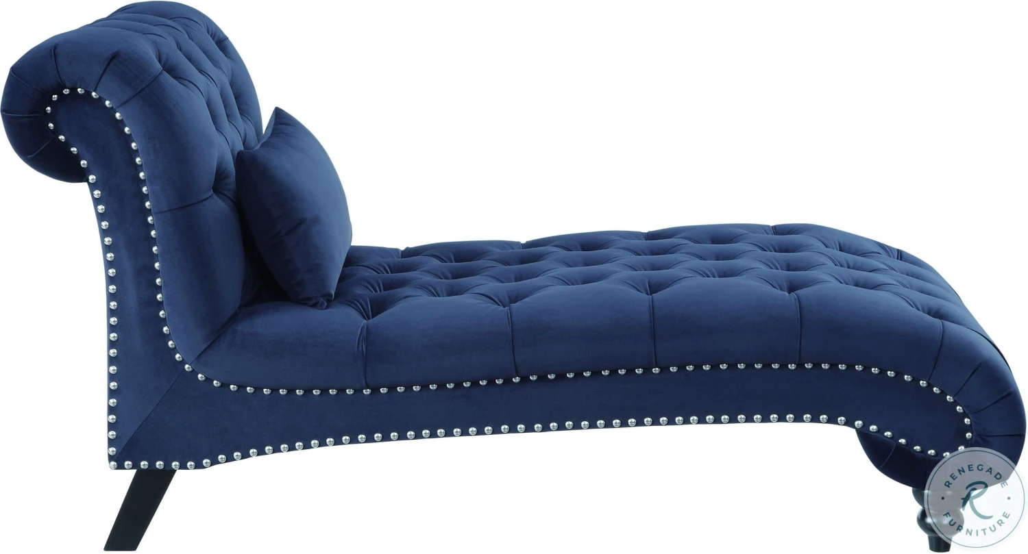 Rosalie Navy Blue Velvet Chaise - Image 4