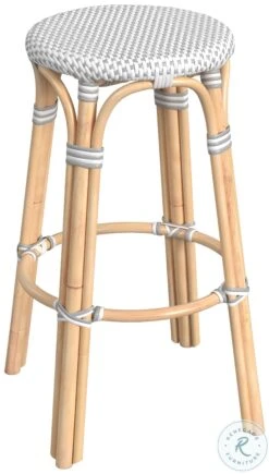 Tobias Grey Rattan Bar Stool