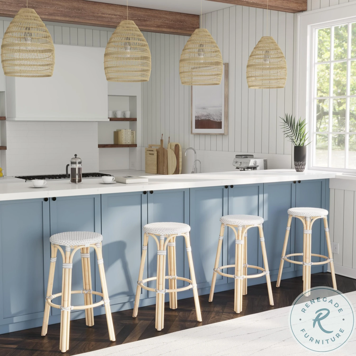 Tobias Grey Rattan Bar Stool - Image 2