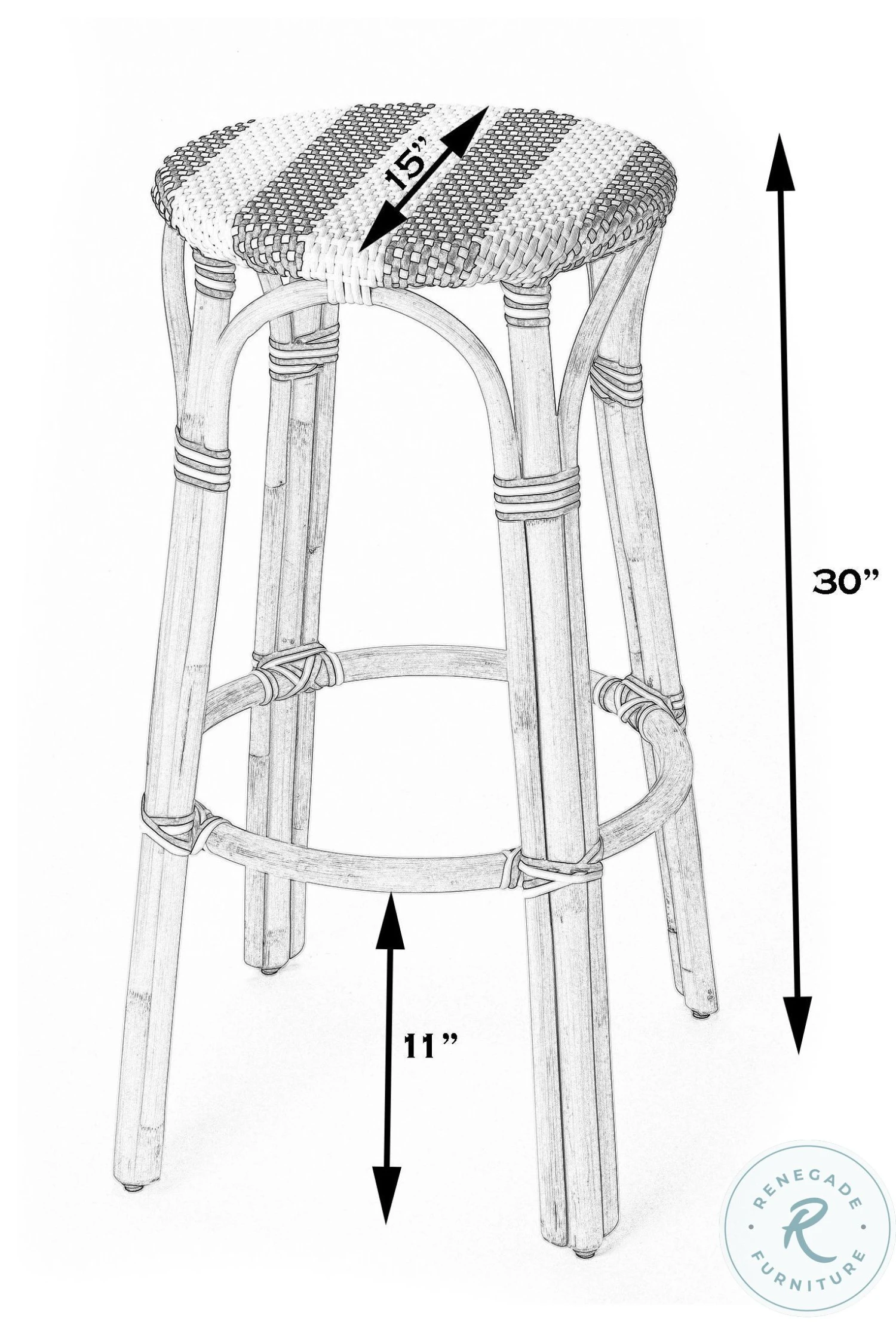 Tobias Grey Rattan Bar Stool - Image 3