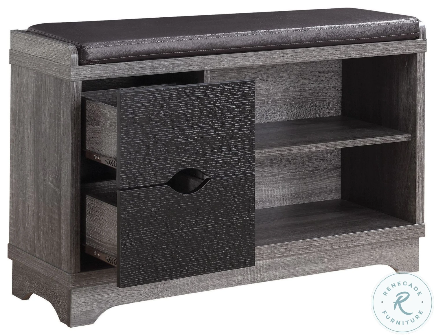 Aylin Medium Brown And Black Storage Bench - Image 4