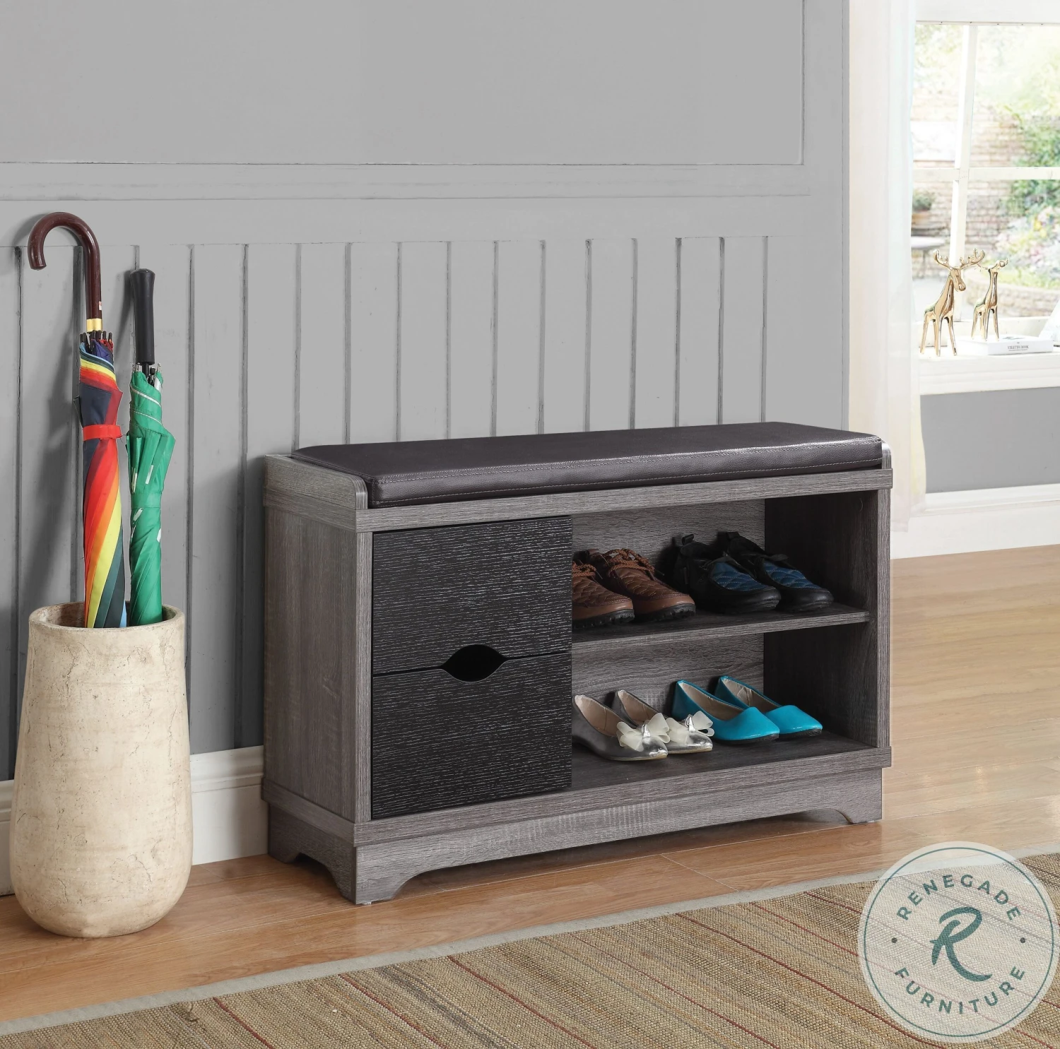 Aylin Medium Brown And Black Storage Bench - Image 3