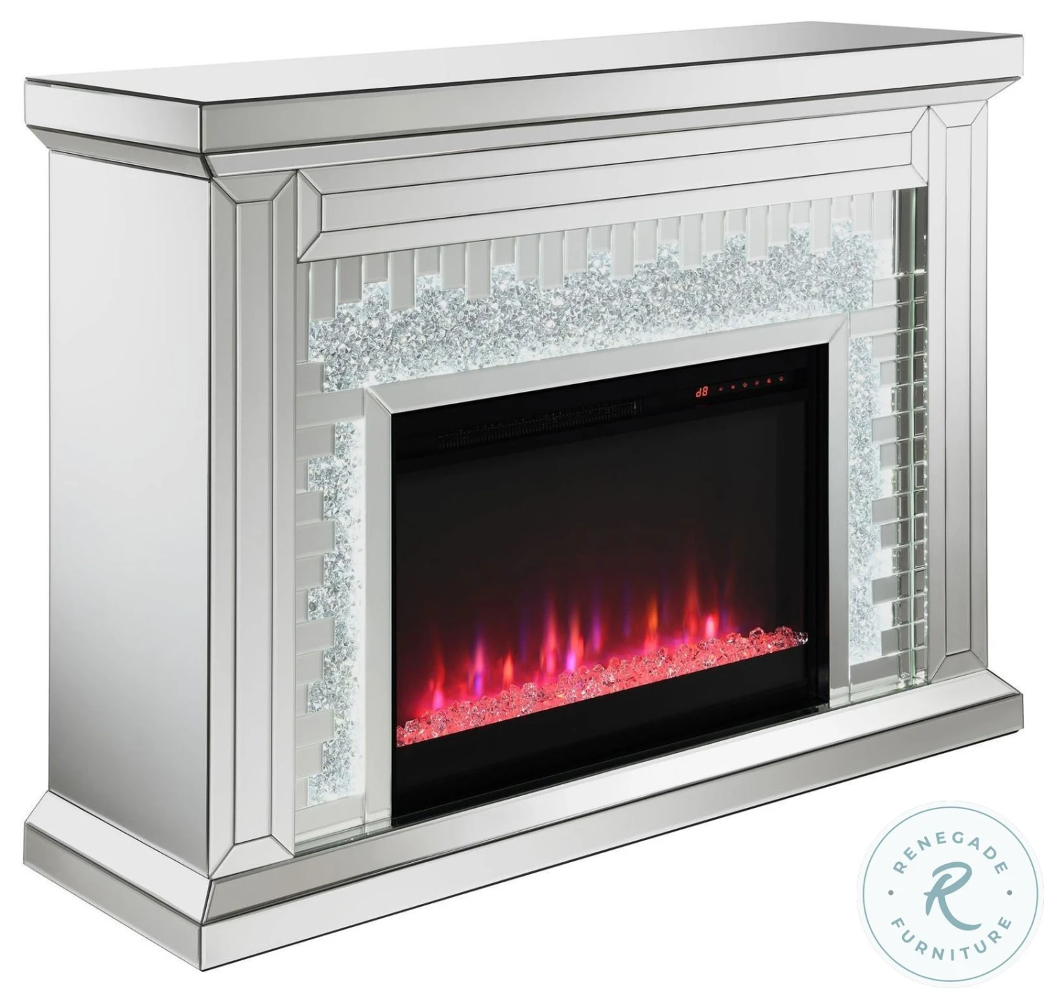 Gilmore Mirrored Rectangular Freestanding Mirror Fireplace - Image 5