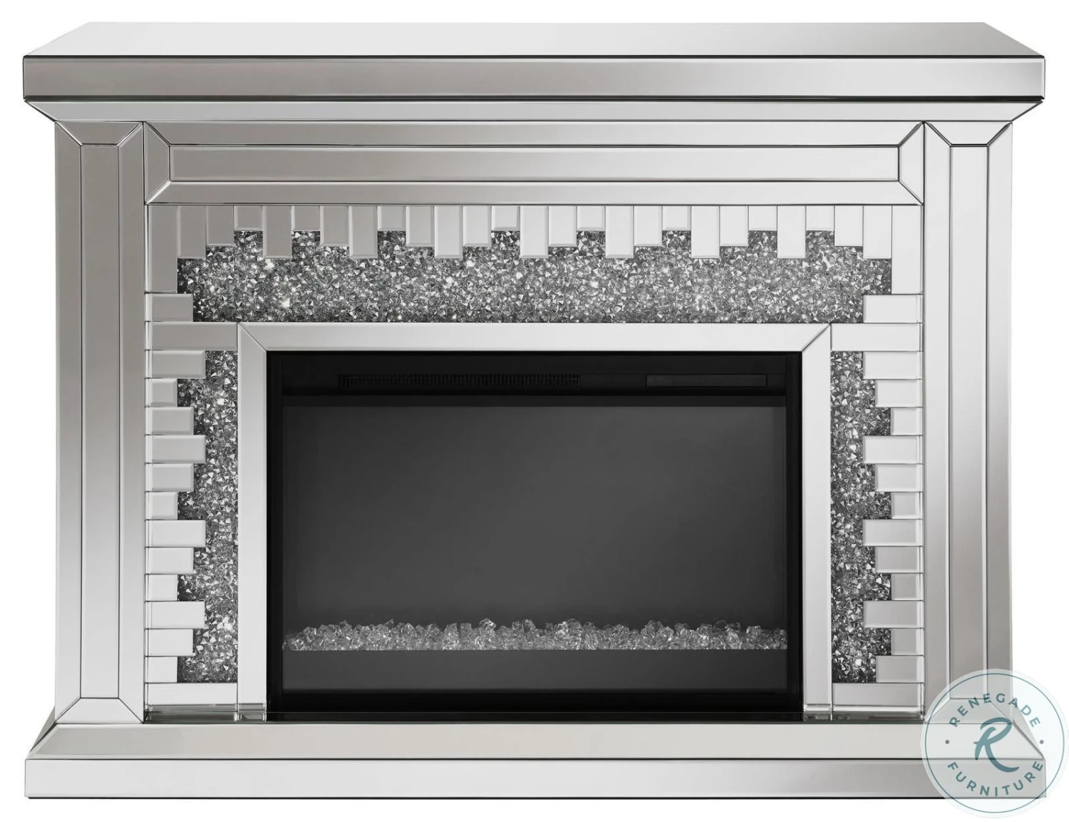 Gilmore Mirrored Rectangular Freestanding Mirror Fireplace - Image 6