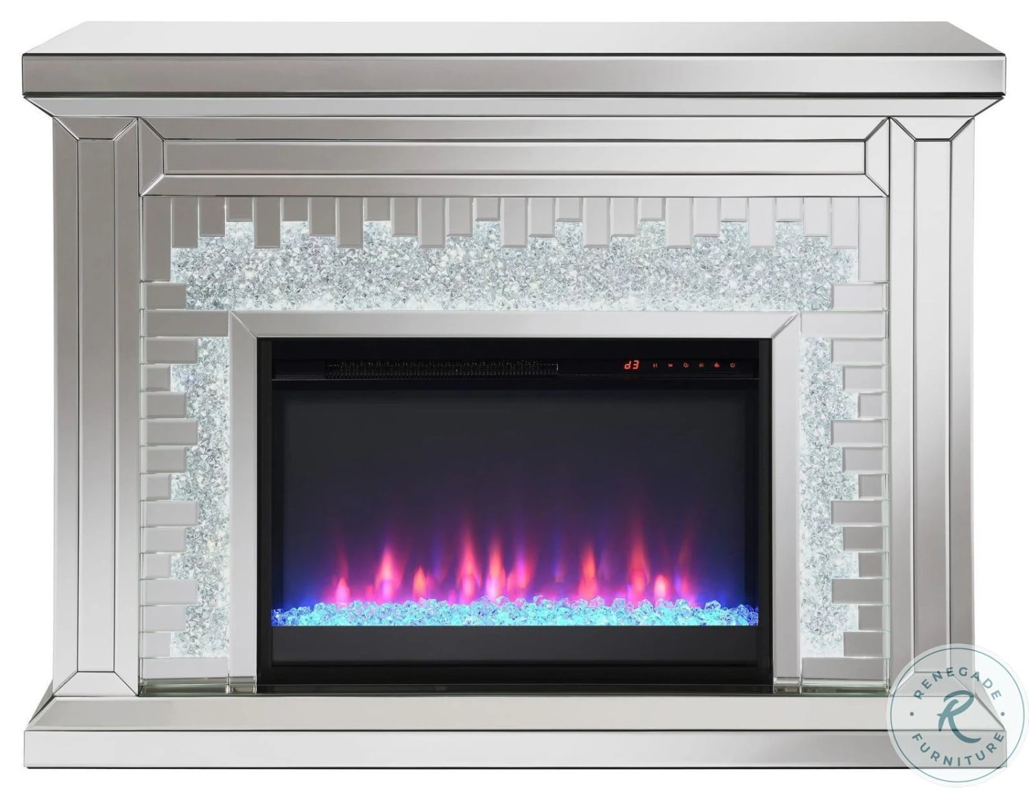 Gilmore Mirrored Rectangular Freestanding Mirror Fireplace - Image 8
