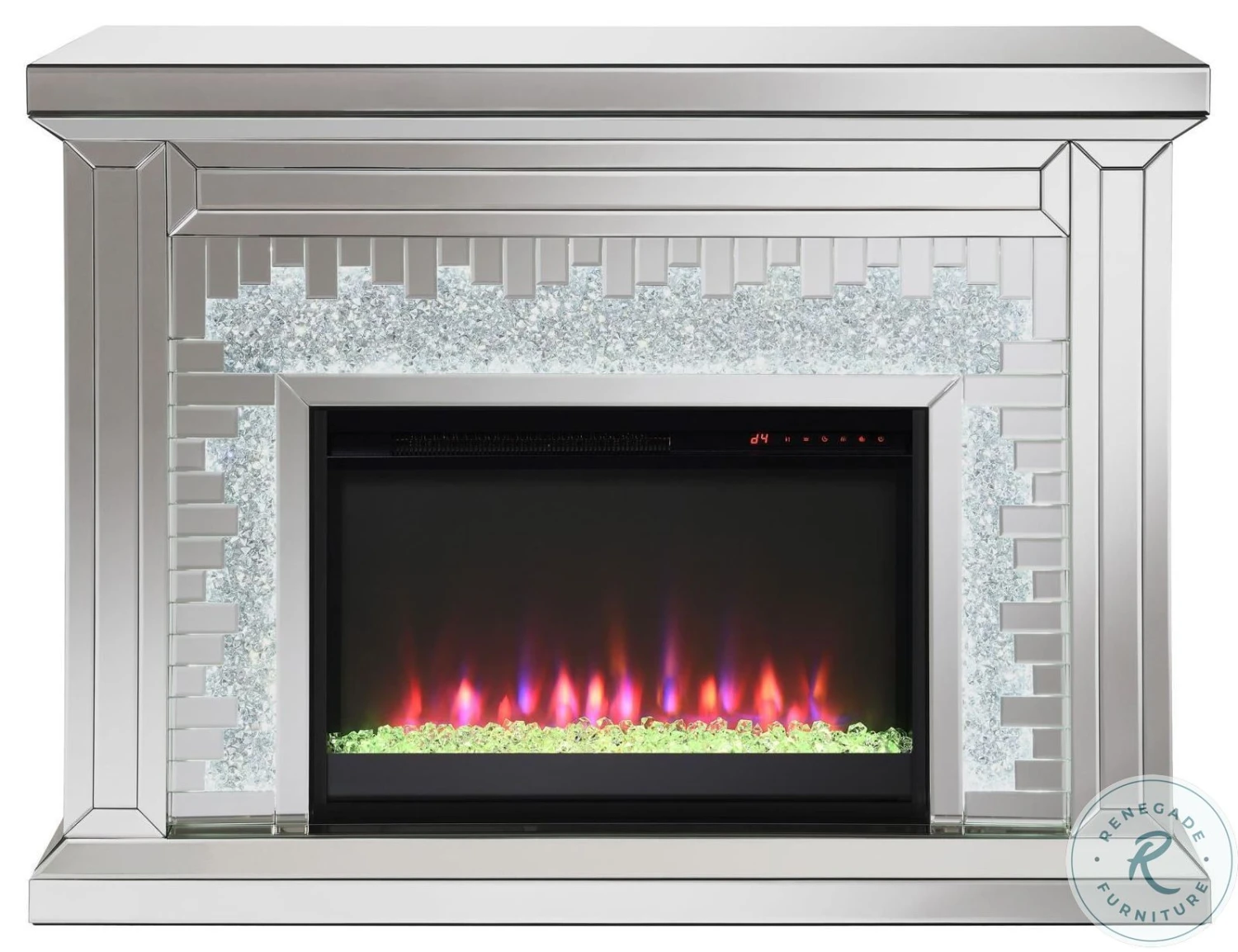 Gilmore Mirrored Rectangular Freestanding Mirror Fireplace - Image 9