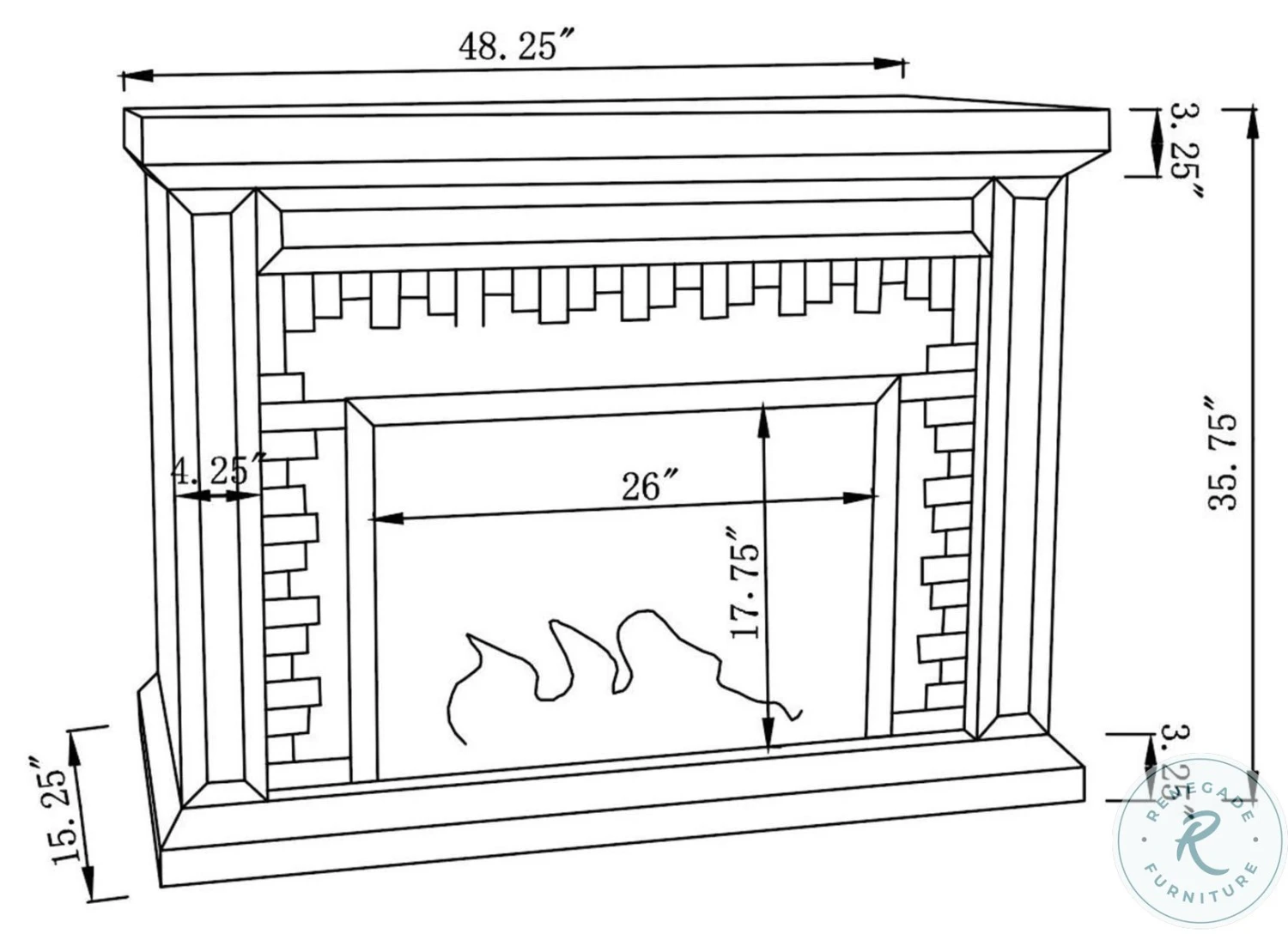 Gilmore Mirrored Rectangular Freestanding Mirror Fireplace - Image 4