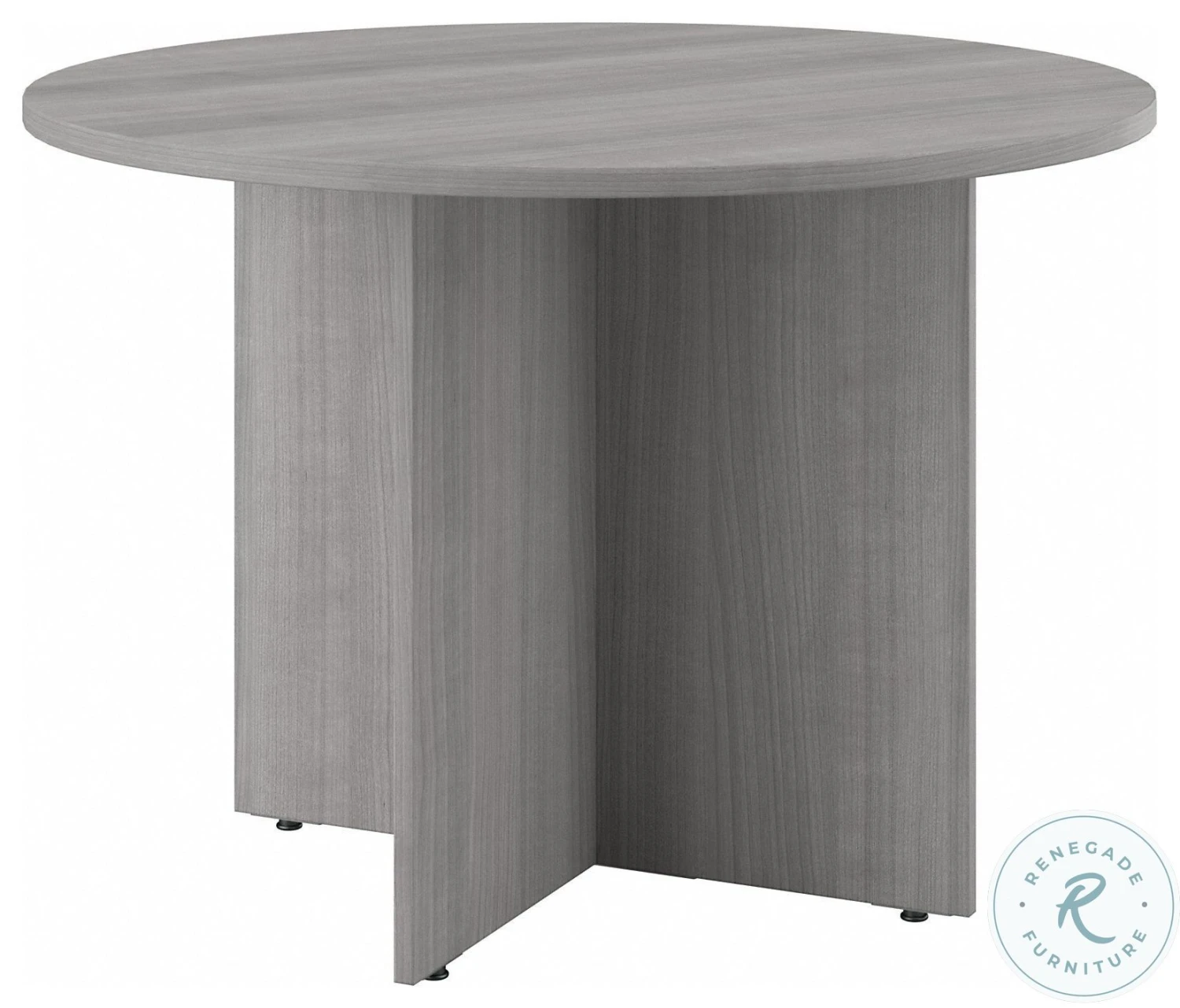 BBF Conference Platinum Gray 42" Round Conference Table With Wood Base
