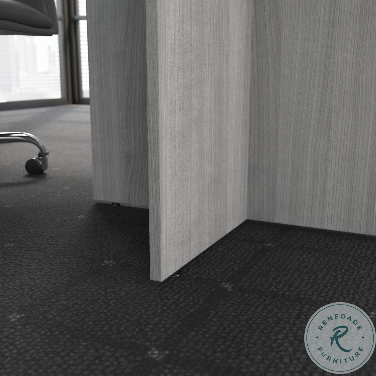 BBF Conference Platinum Gray 42" Round Conference Table With Wood Base - Image 4