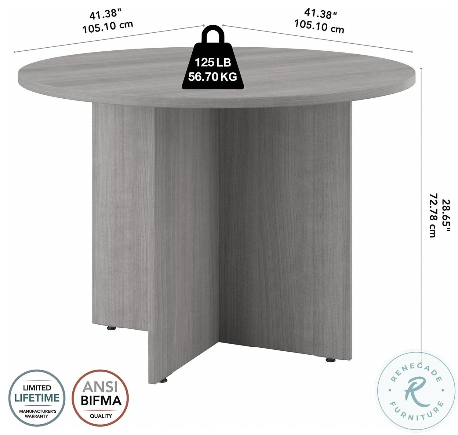 BBF Conference Platinum Gray 42" Round Conference Table With Wood Base - Image 2