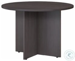 BBF Conference Storm Gray 42" Round Conference Table With Wood Base