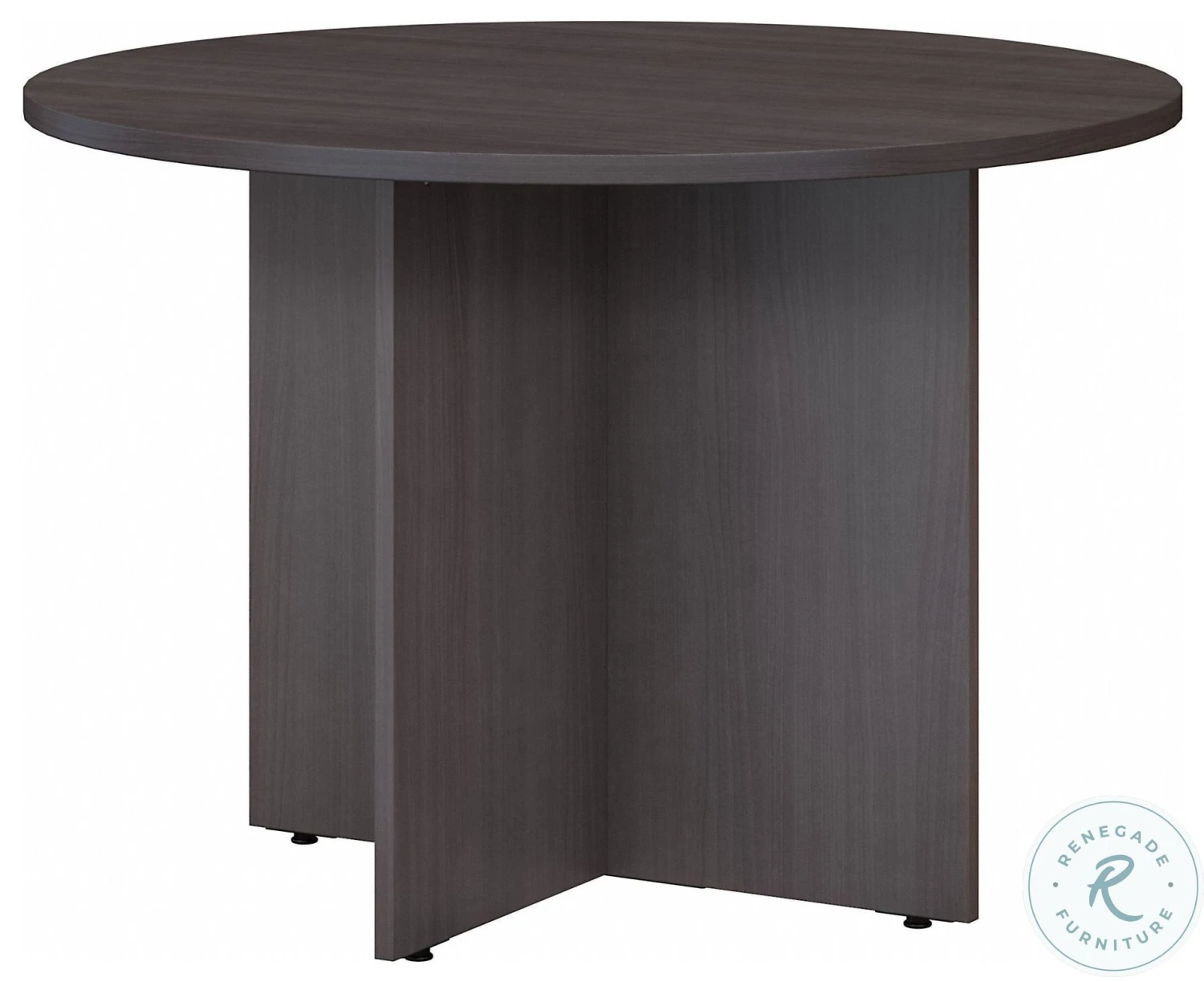 BBF Conference Storm Gray 42" Round Conference Table With Wood Base